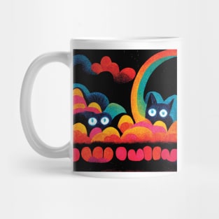 Two Smol Kittens on Rainbow Clouds Mug